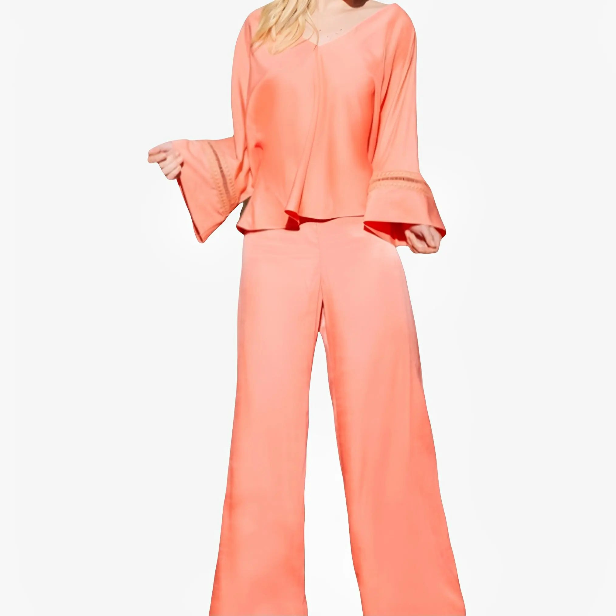 SATIN | Brazilian Luxury Fashion TONAGE TONAGE Pants Plain orange viscose fabric