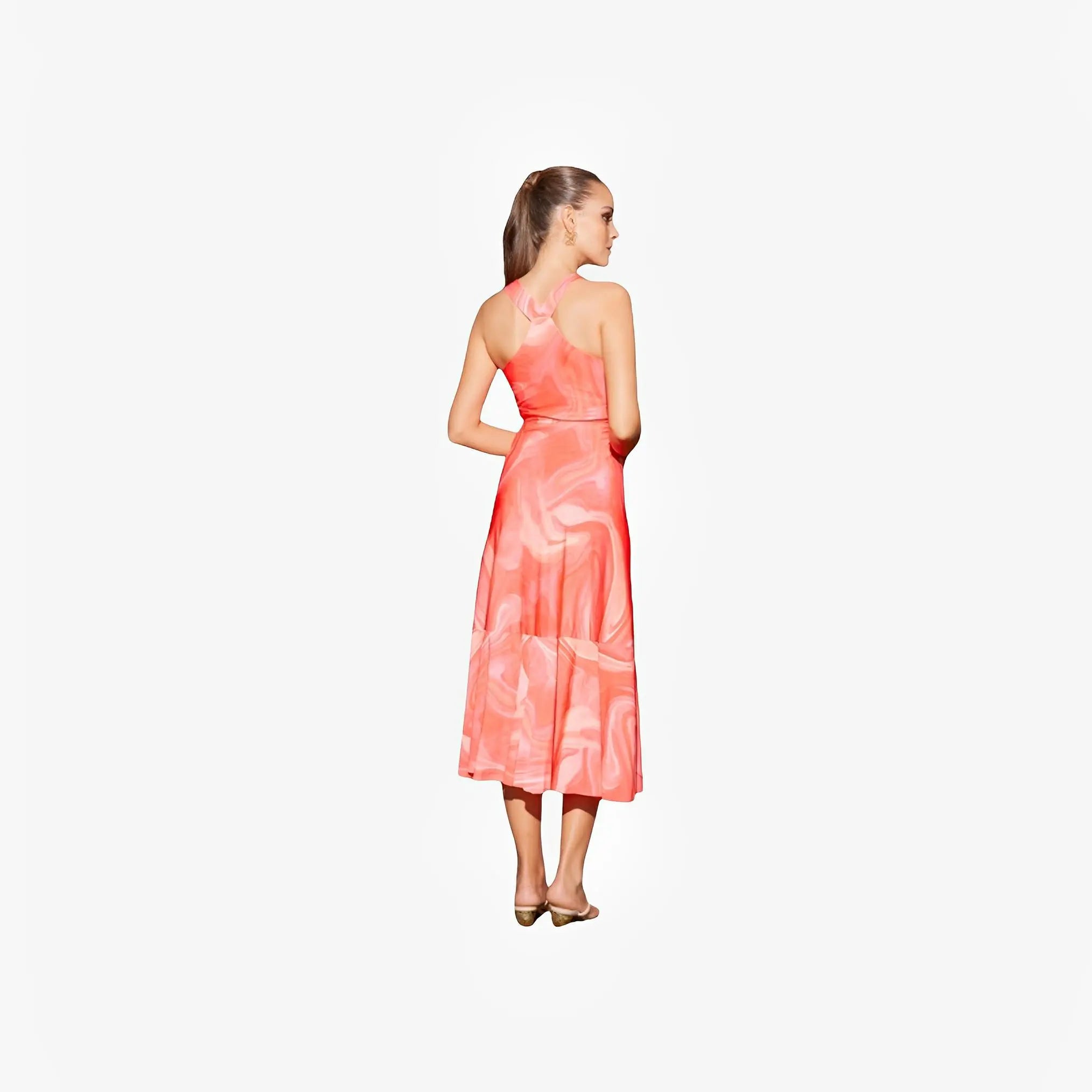 SATIN | Brazilian Luxury Fashion TONAGE TONAGE Dress Coral print in orange