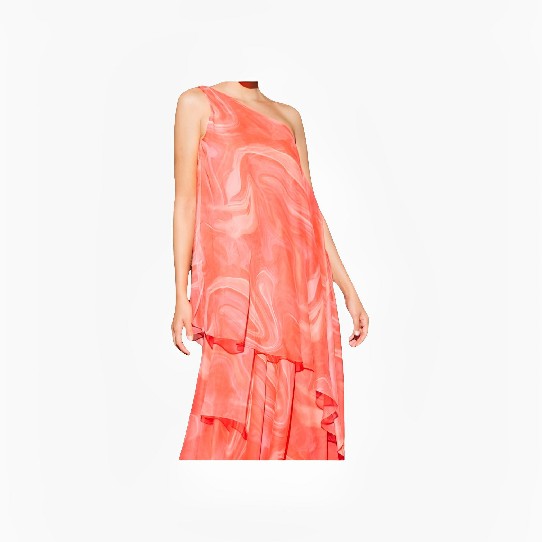 SATIN | Brazilian Luxury Fashion TONAGE TONAGE Dress with coral print in orange tones.