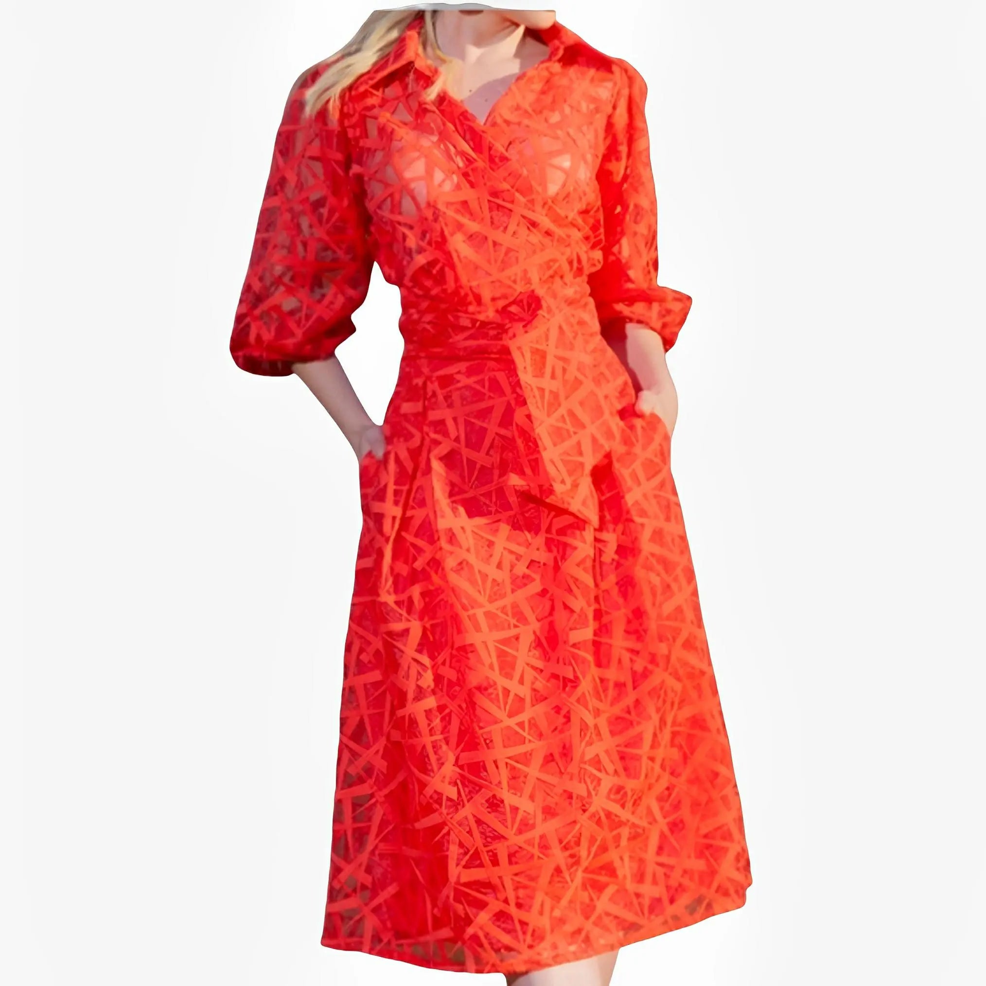 SATIN | Brazilian Luxury Fashion TONAGE TONAGE Skirt Organza embroidered with geometric red fabric