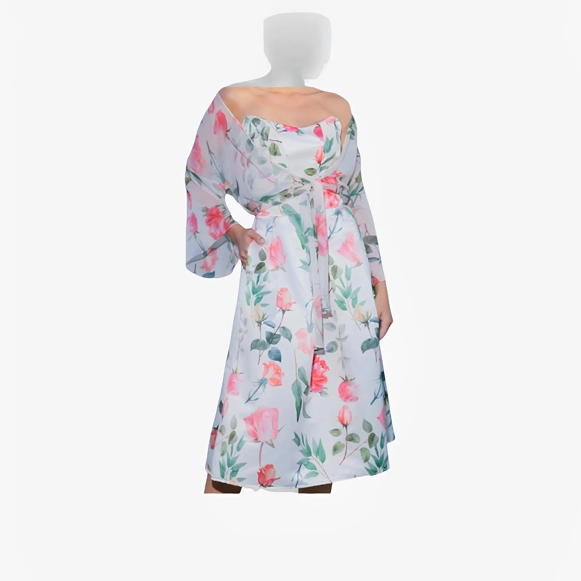 SATIN | Brazilian Luxury Fashion TONAGE TONAGE Skirt Rose print with off-white background