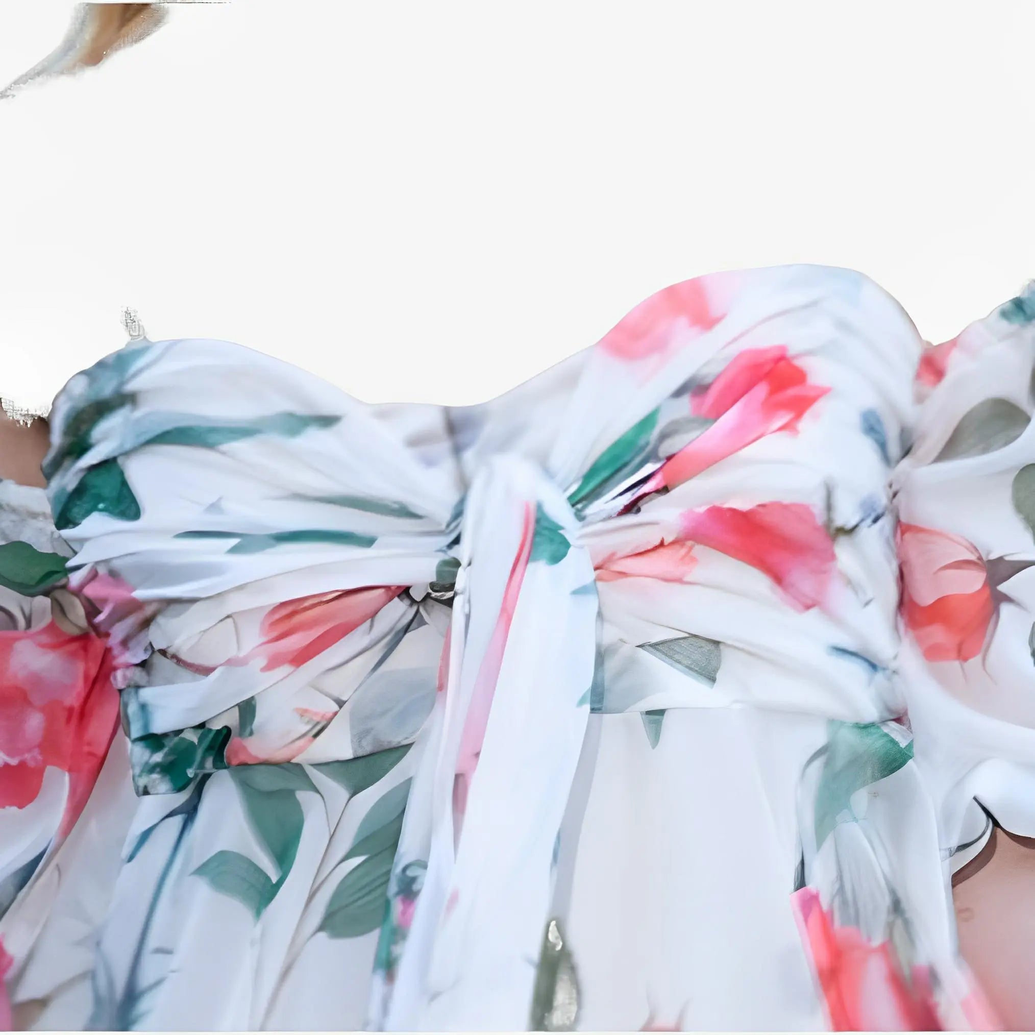 SATIN | Brazilian Luxury Fashion TONAGE TONAGE Long Dress Rose print with off-white background